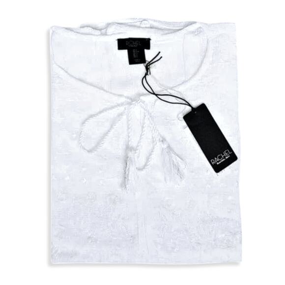 MWT Rachel Roy Embroidered Yoke Metallic Accent Lightweight Tunic Top Blouse - Picture 4 of 6